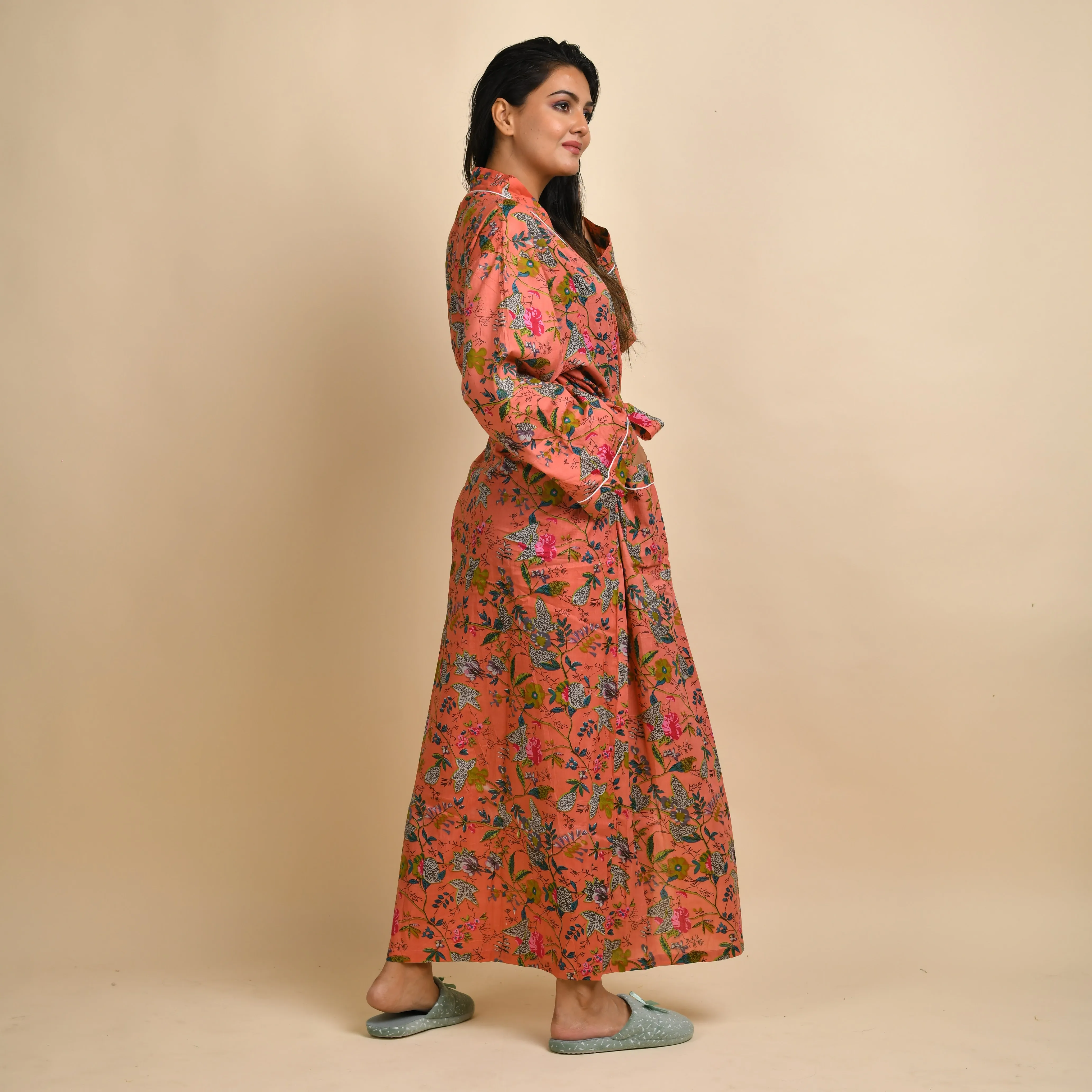 Peach Pure Cotton kimono robe