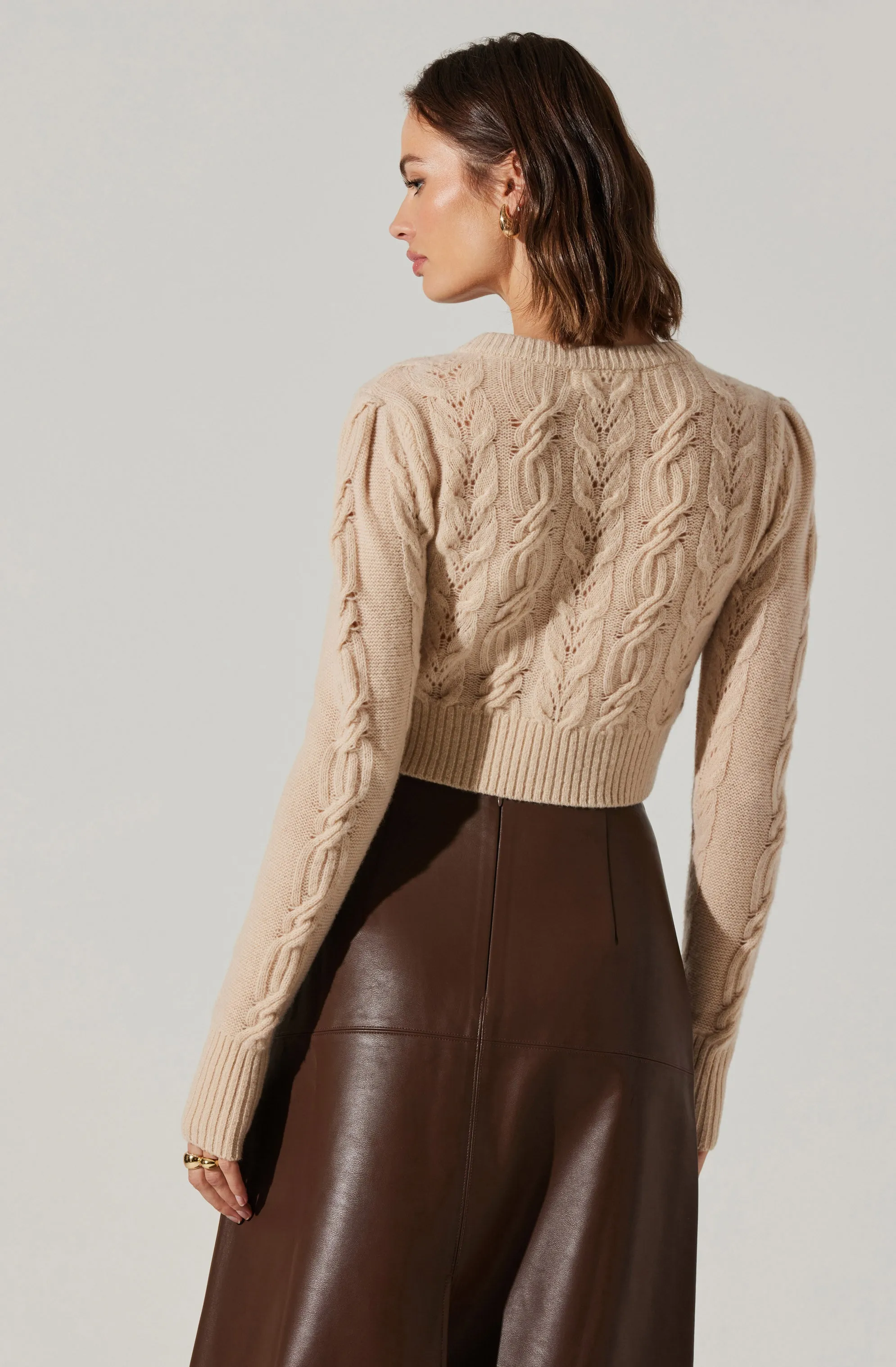 Peri Cable Knit Cropped Cardigan