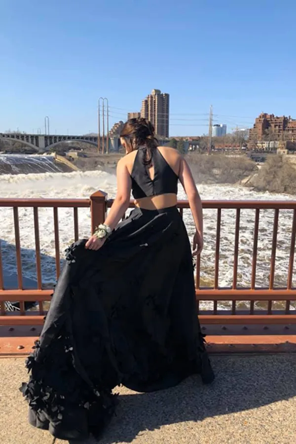 Promfast Beautiful Black Satin Prom Dresses Modest A Line Party Gowns PFP2099