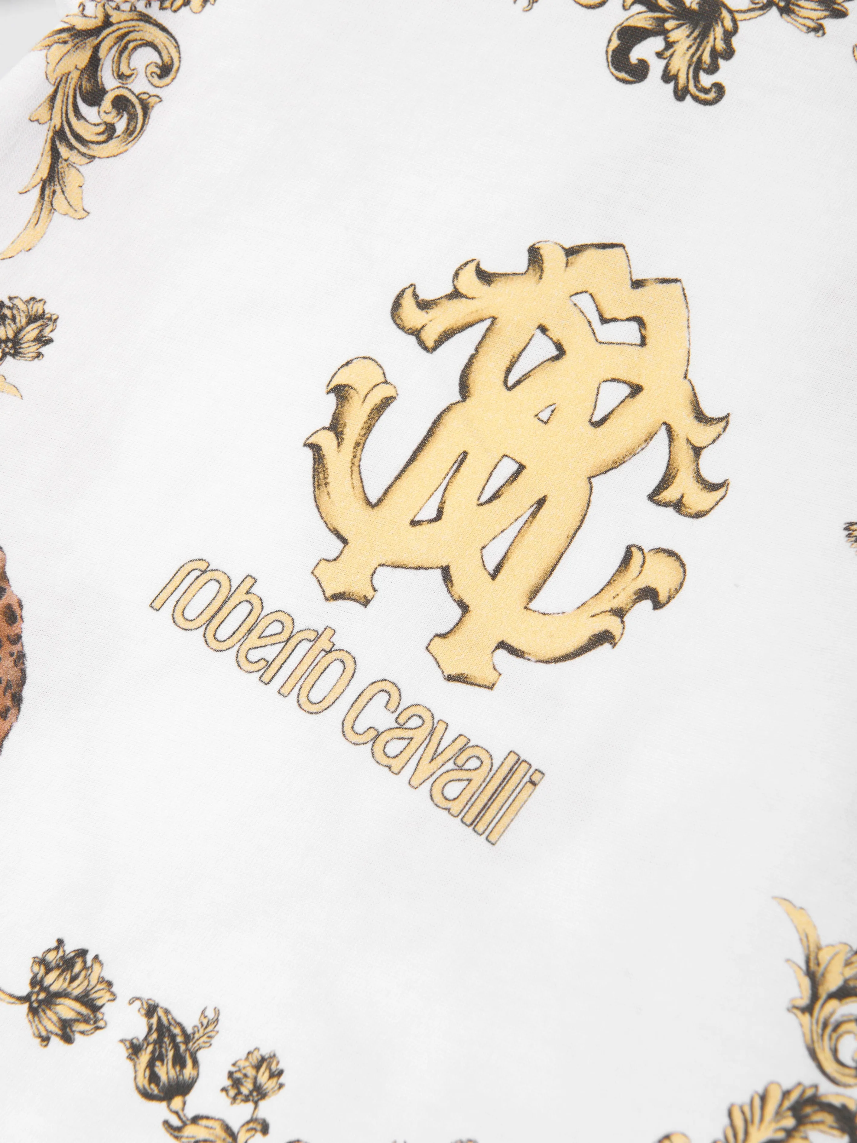 Roberto Cavalli Girls Arabesque Logo T-Shirt in White