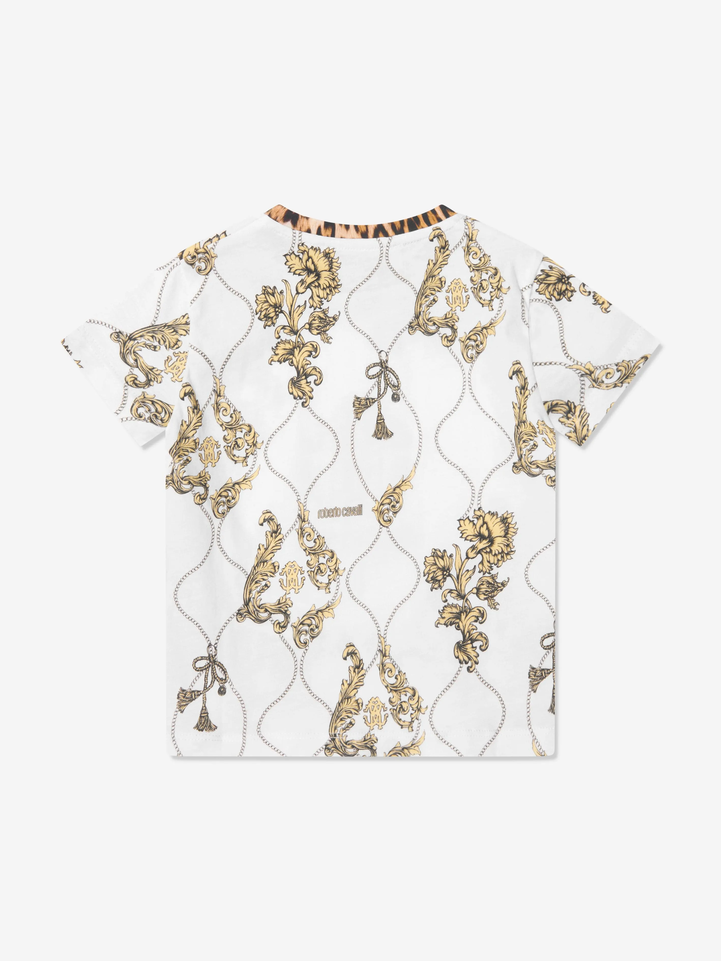 Roberto Cavalli Girls Arabesque Logo T-Shirt in White