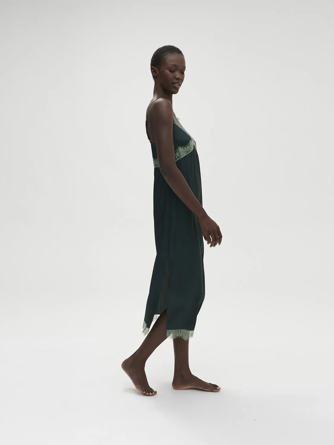 Satin Secrets Long Nightdress - Kolsaï Green