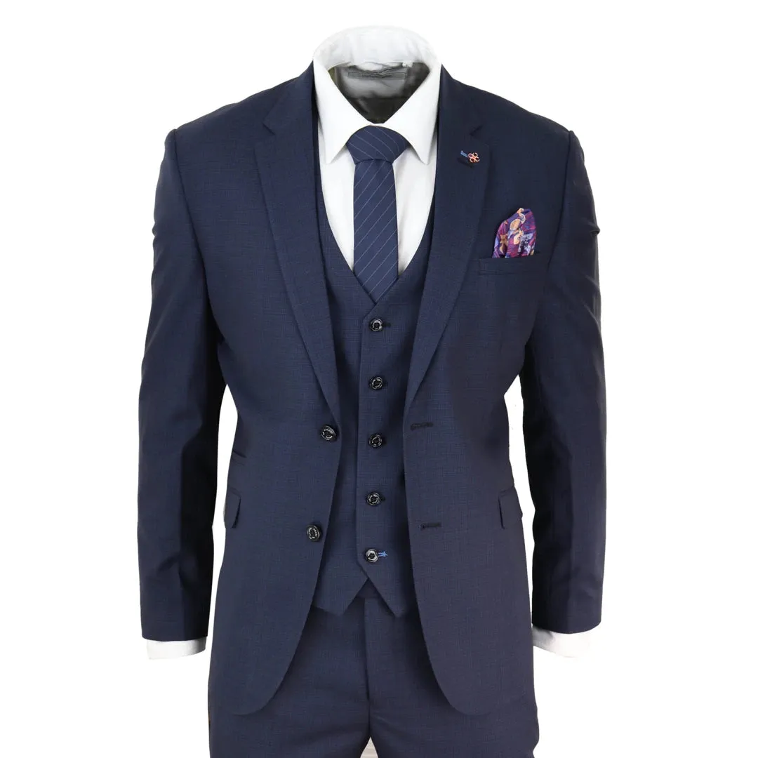 Seeba - Men's 3 Piece Suit Navy Classic Wedding Prom Office