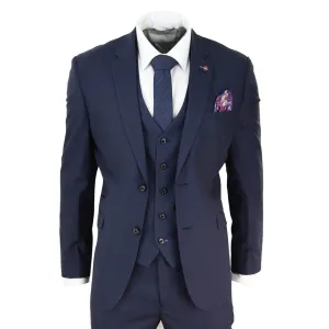 Seeba - Men's 3 Piece Suit Navy Classic Wedding Prom Office