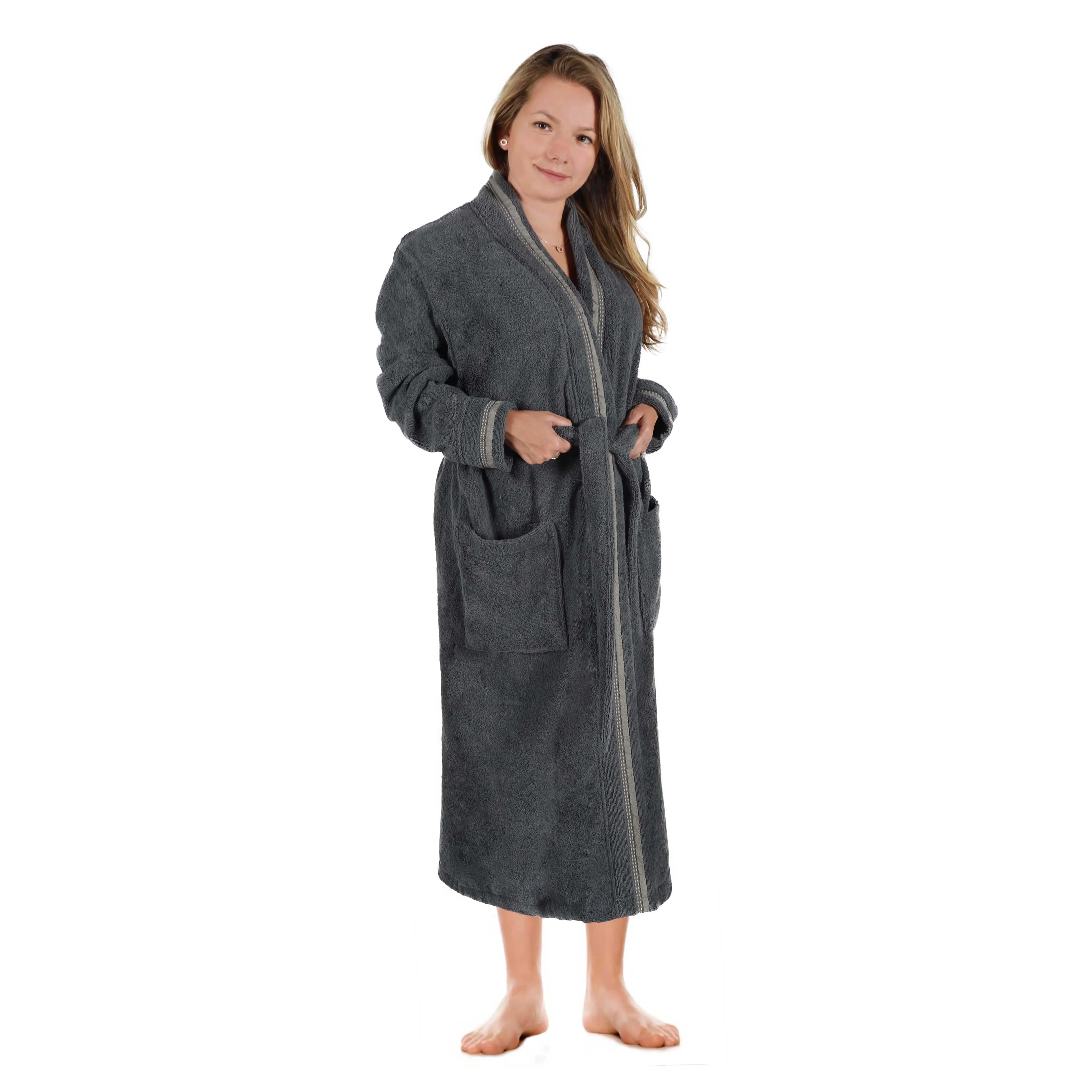 Tinsel Unisex Cotton Terry Kimono Bathrobe with Embroidery