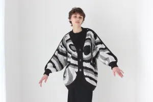 Trippy 80s Abstract Cocoon Batwing Knit