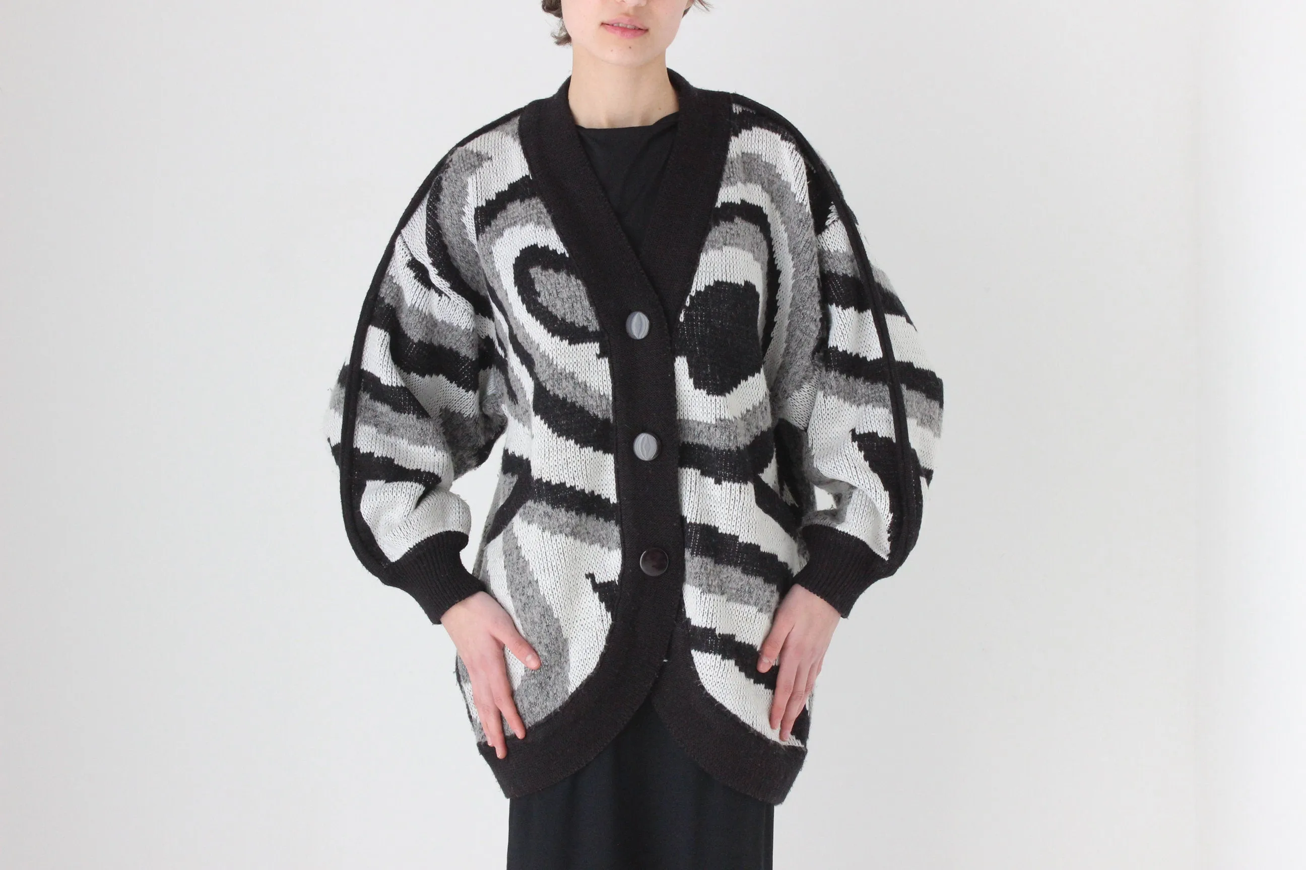 Trippy 80s Abstract Cocoon Batwing Knit