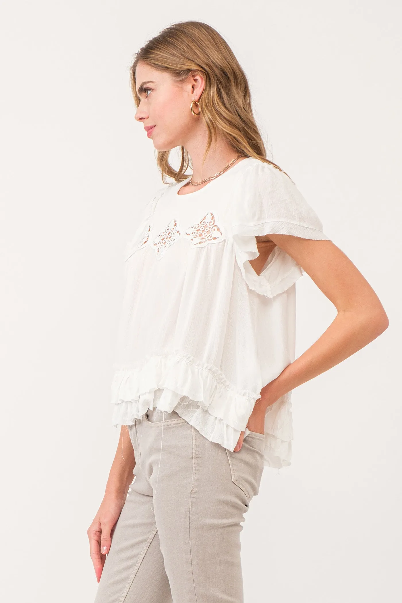VADA EMBROIDERY MOTIF BLOUSE WHITE