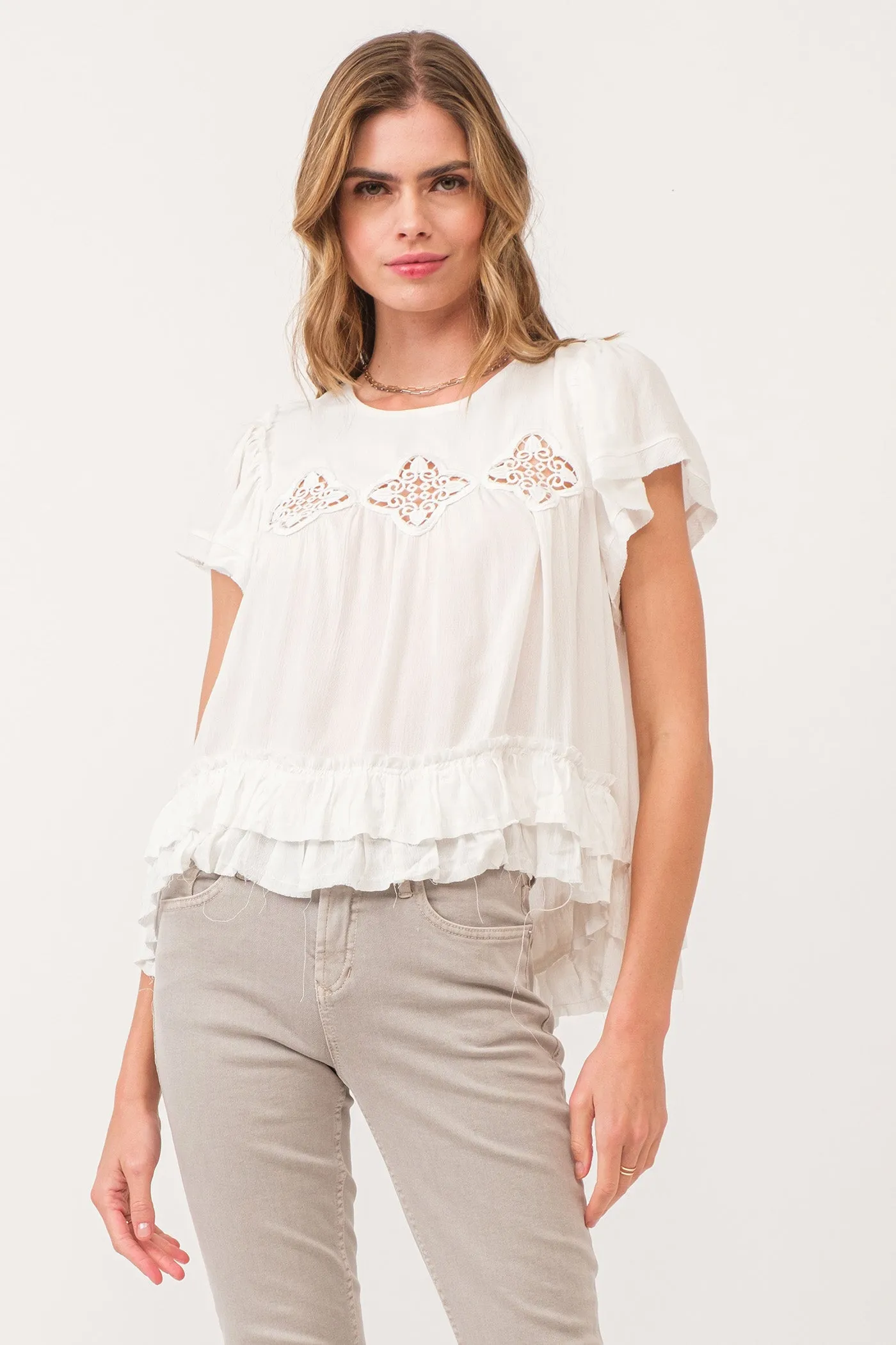 VADA EMBROIDERY MOTIF BLOUSE WHITE
