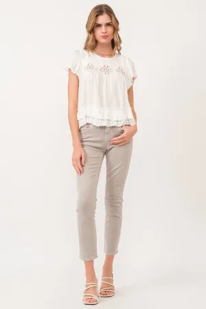 VADA EMBROIDERY MOTIF BLOUSE WHITE