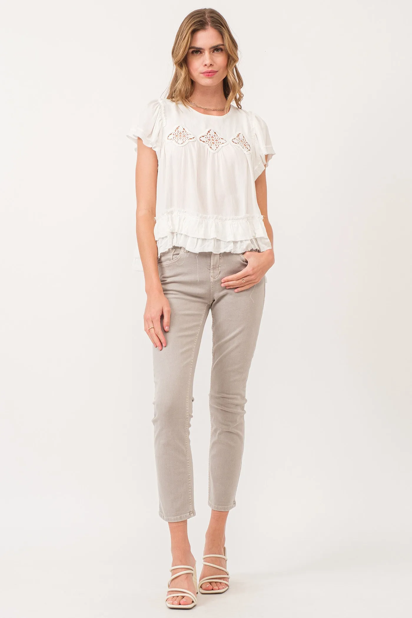 VADA EMBROIDERY MOTIF BLOUSE WHITE