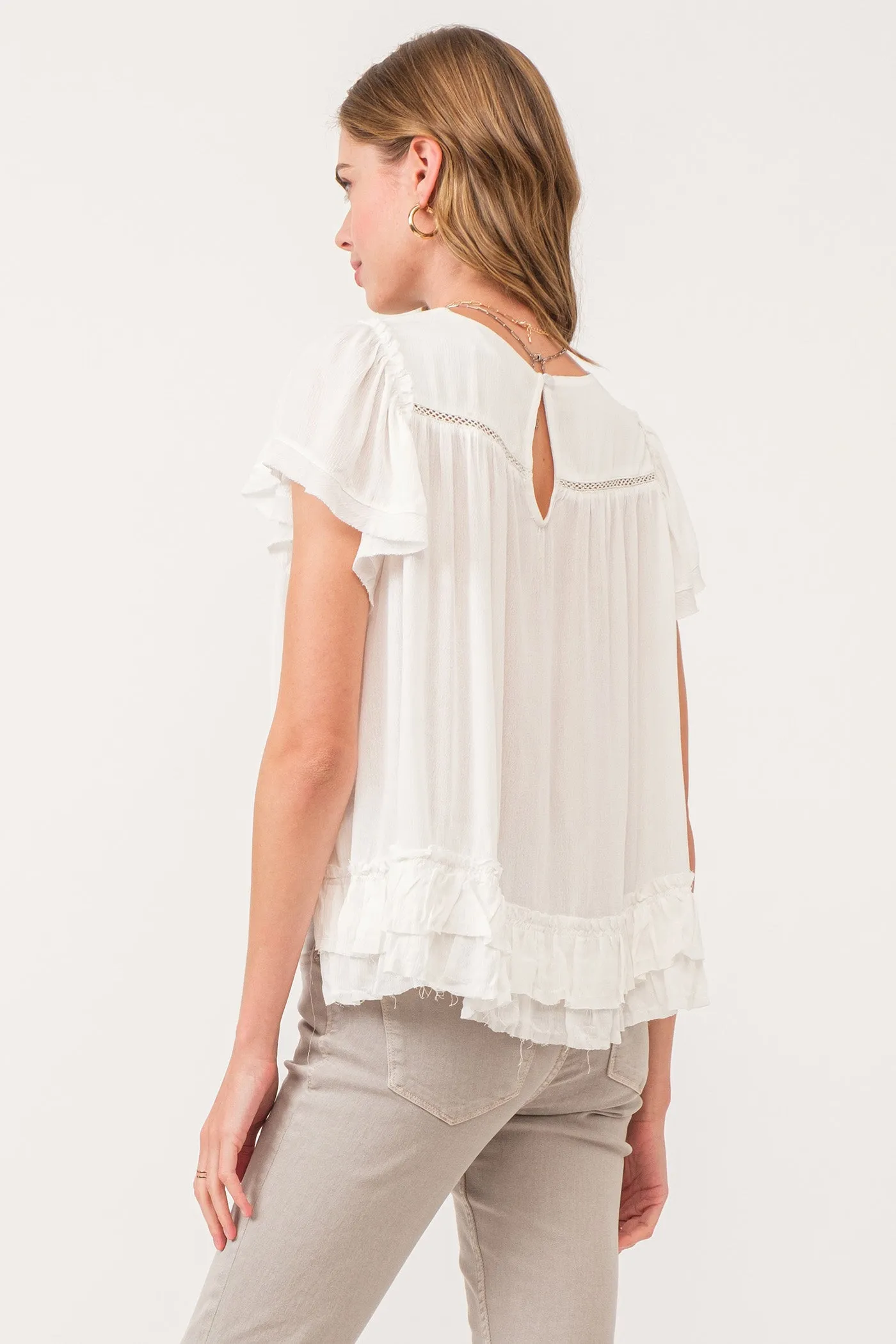 VADA EMBROIDERY MOTIF BLOUSE WHITE
