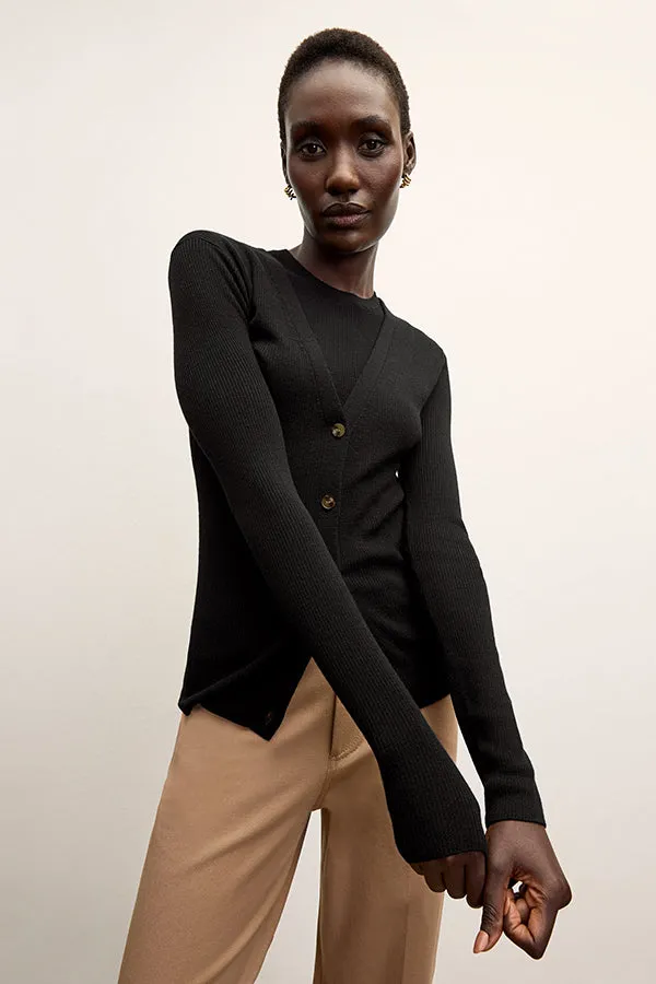 Watson Cardigan - Ribbed Merino  :: Black
