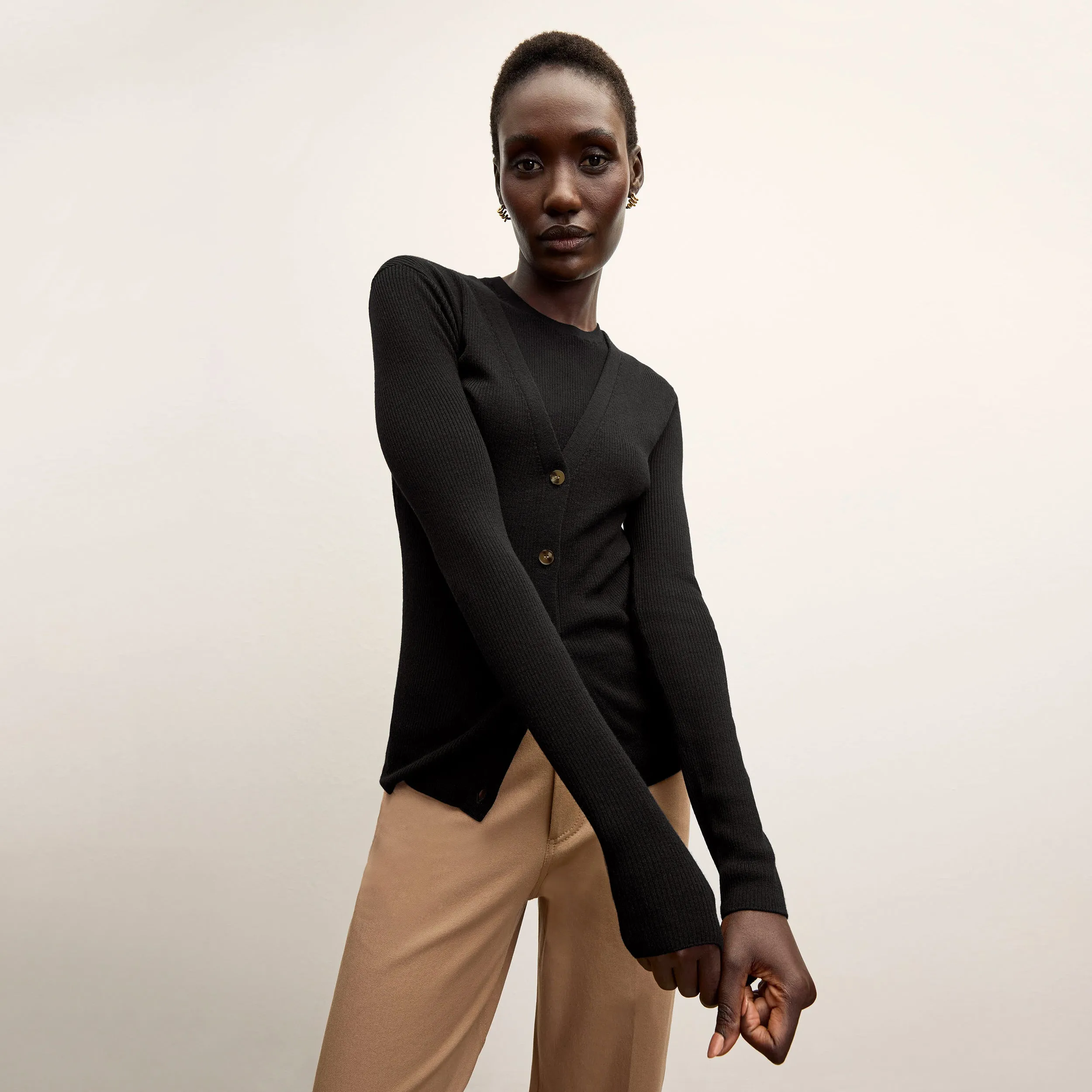 Watson Cardigan - Ribbed Merino  :: Black